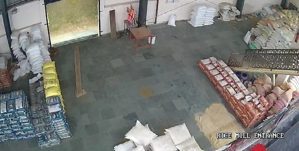 Warehouse entrance CCTV view with after-hours monitoring zone